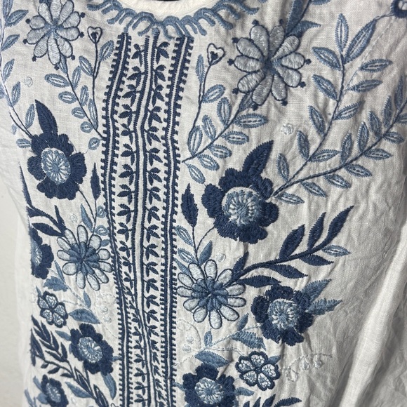 Johnny was womens large lei lei 100% linen mini dress tunic embroidered - Picture 4 of 7